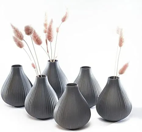 Charcoal Ceramic Bud Vases - Set of 3