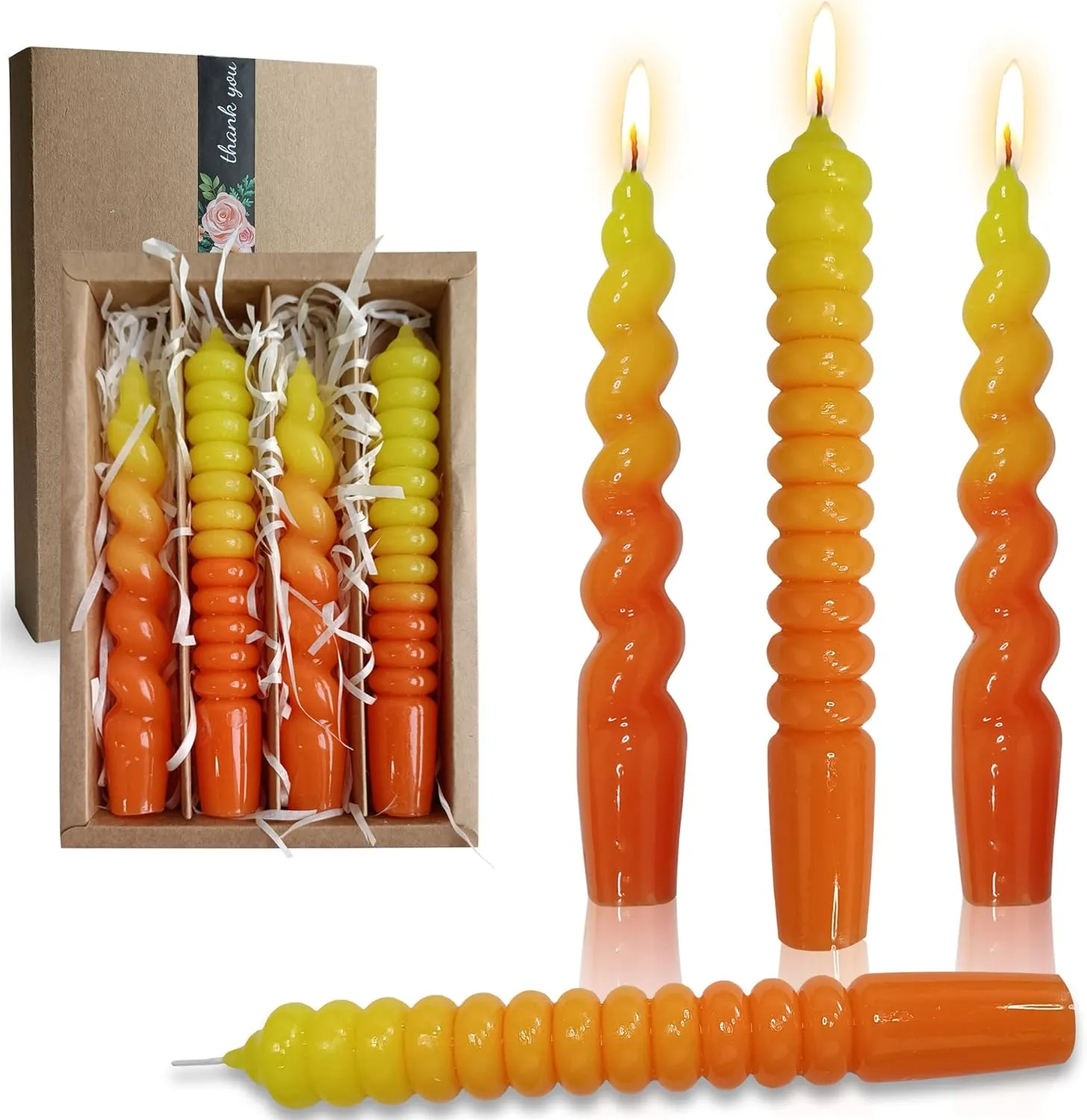 Spiral Candle Handmade Tapered Candles - 4pcs