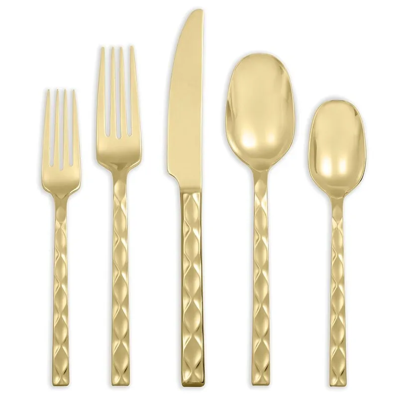 Gold Ribbed Cutlery Set