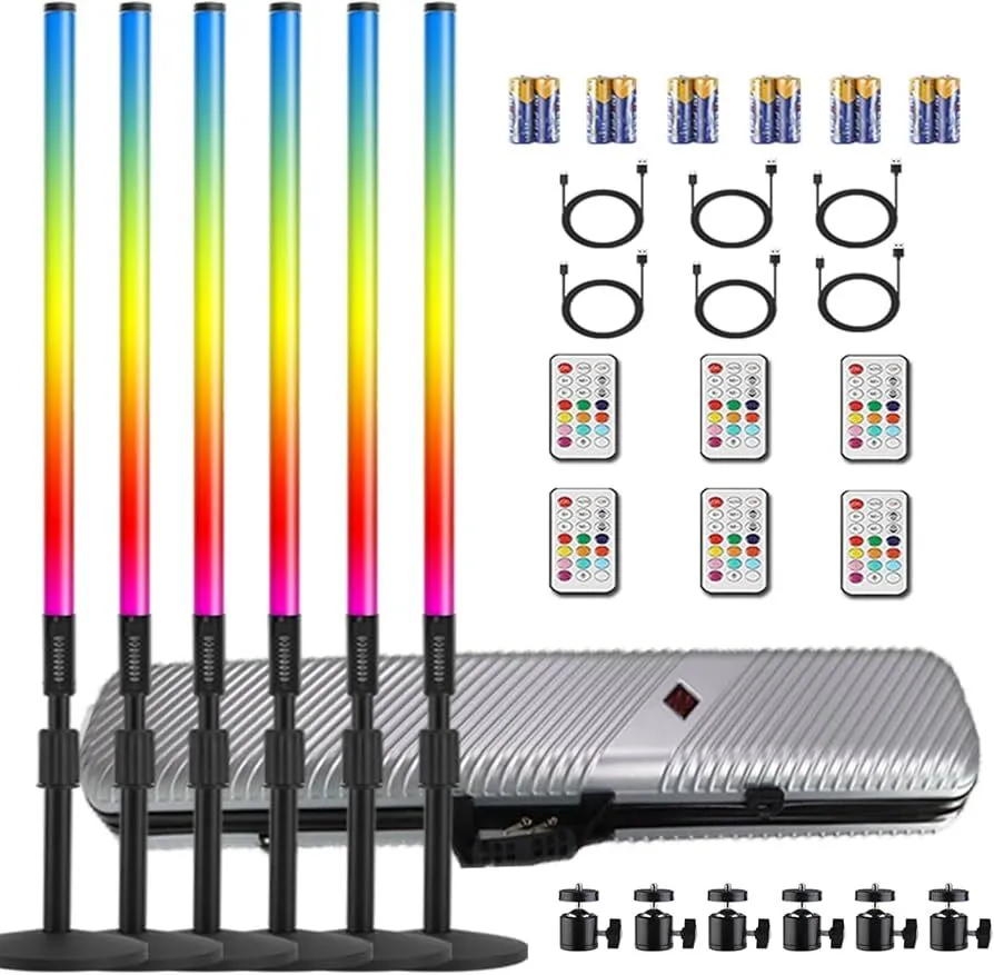 4ft Portable 5000mAh Battery Powered RGB Tube Light - Set of 6
