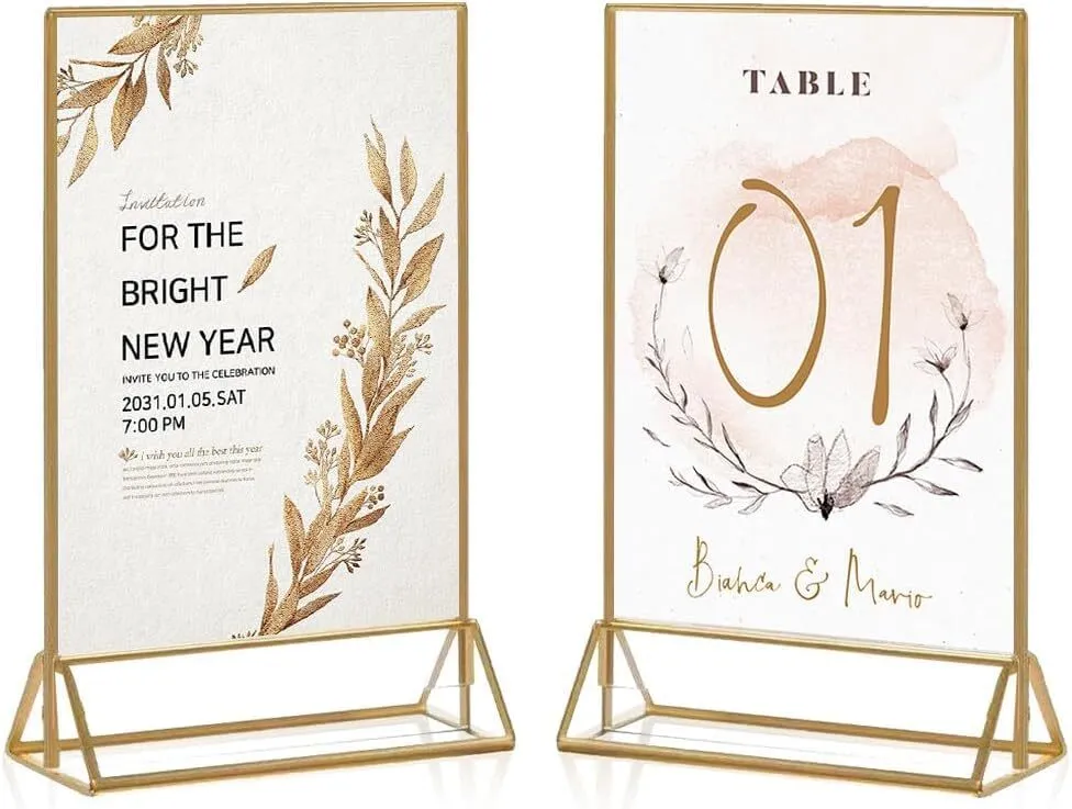 Acrylic Gold Menu Holder 7" x 4 - Set of 12