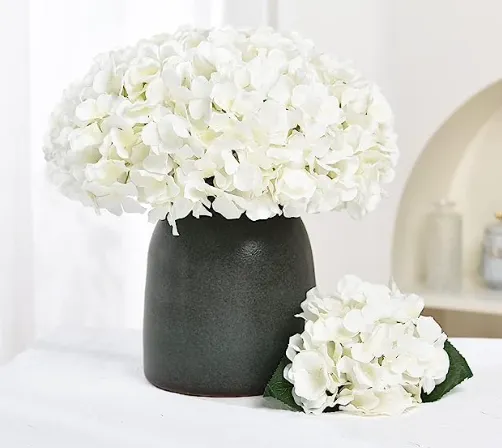Artificial White Hydrangea Heads - Set of 6