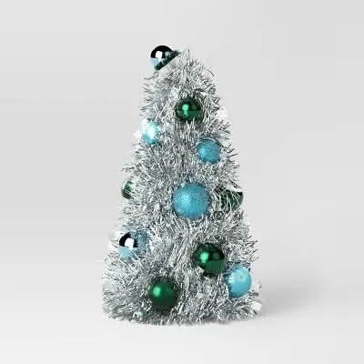 Christmas Tinsel Tree with Flower 8"