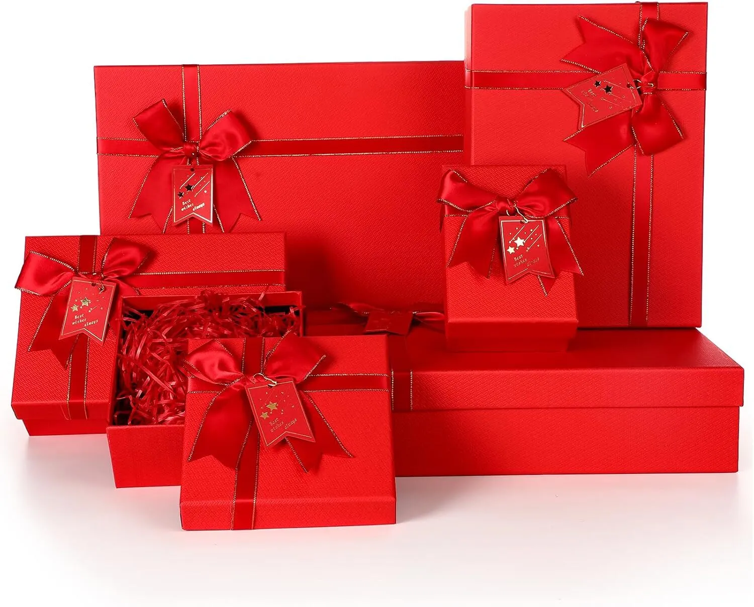 Set of 6 Red Gift Boxes