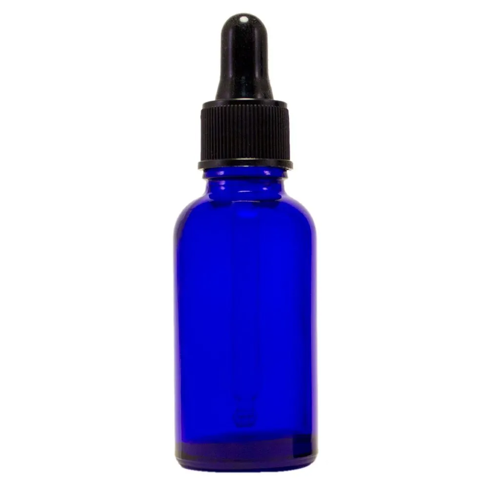Blue Glass Bottle with Dropper 4 oz