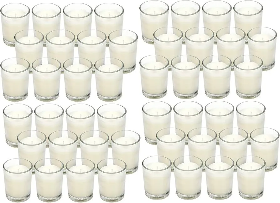 Clear Glass Votive Candles - Set of 48