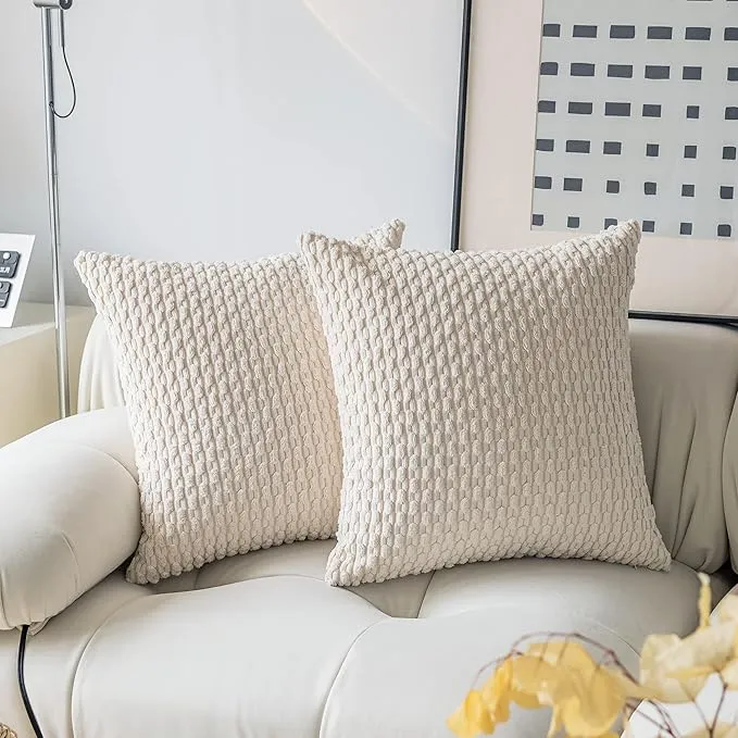 Striped Corduroy Plush Velvet Pillow Cover