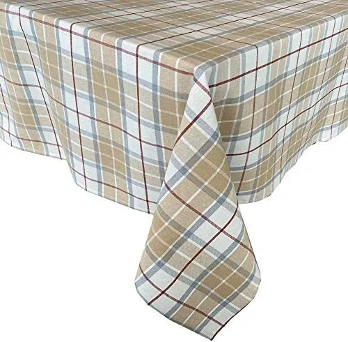  Grey Plaid Fabric Tablecloth