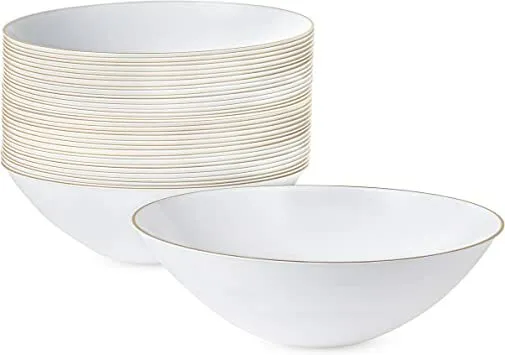 Plastic Gold Rim Soup Bowls - Set of 3