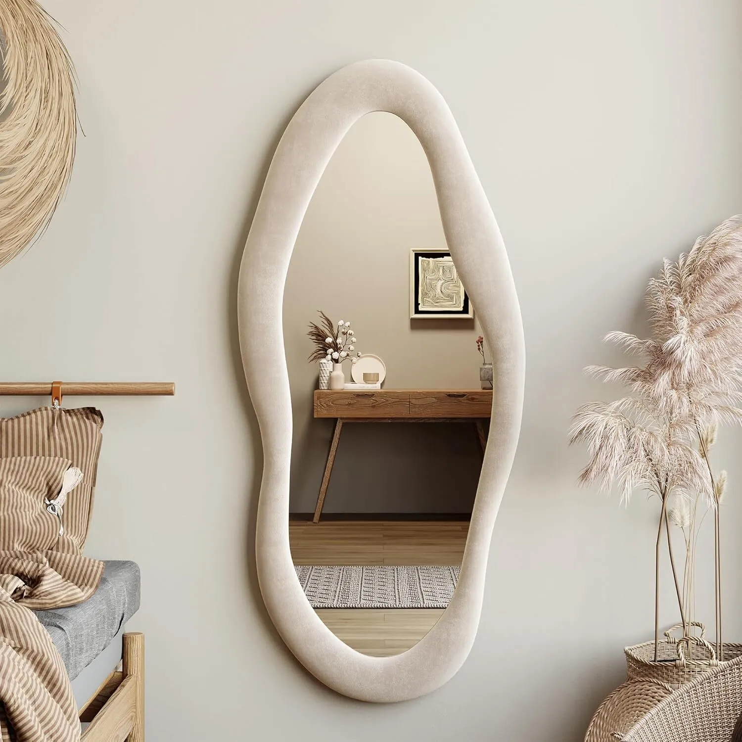 Velvet Wiggle Floor Mirror
