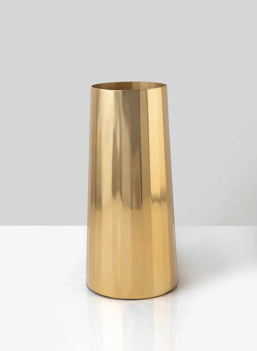 Gold Faceted Stainless Steel Vase 9"