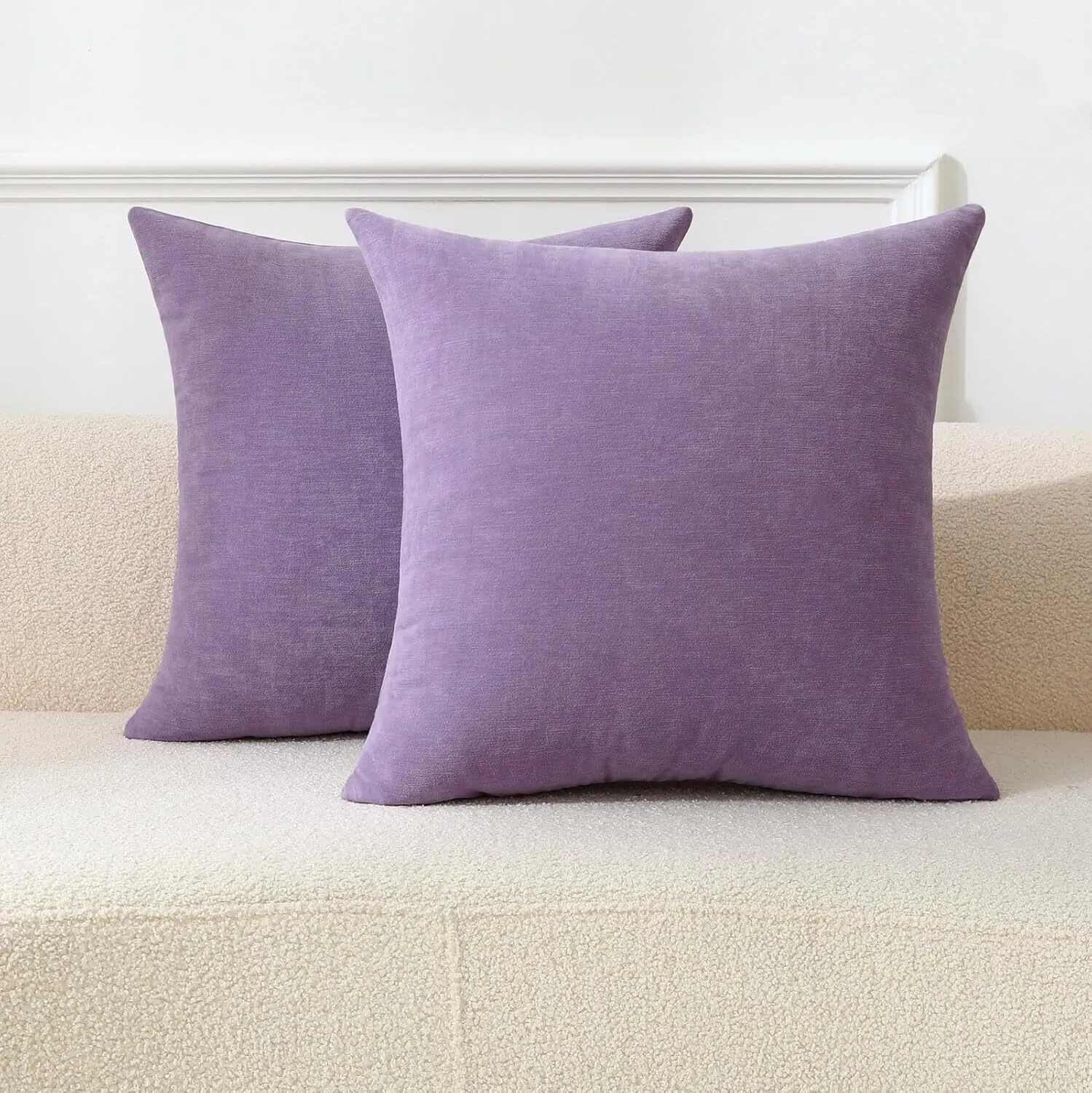 Set of 2 Lavender Cozy Soft Throw Pillow Covers
