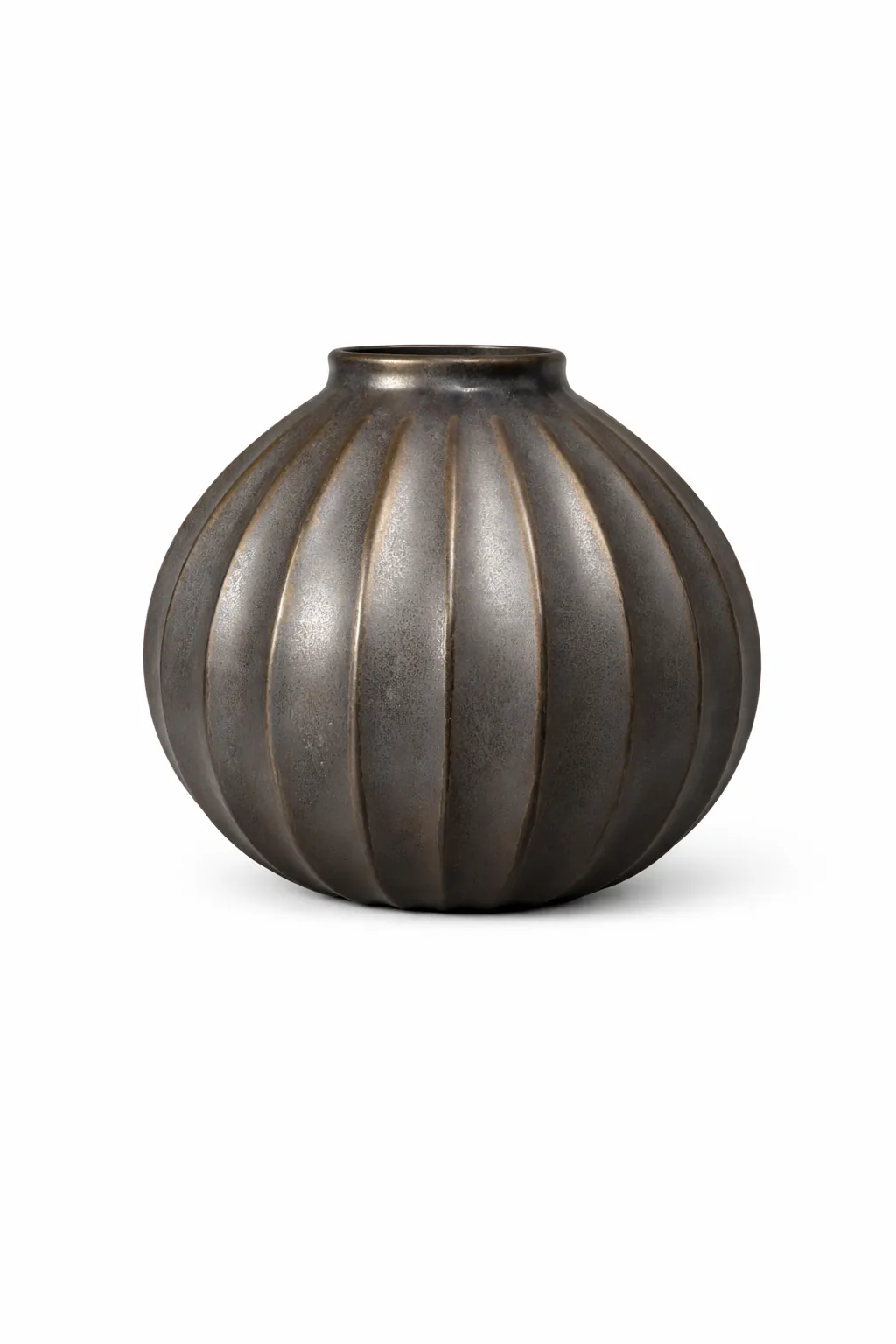 Large Ribbed Metallic Vase