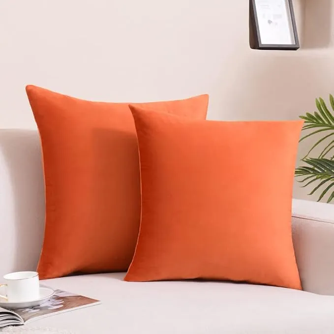 Burnt Orange Velvet Pillow Cover