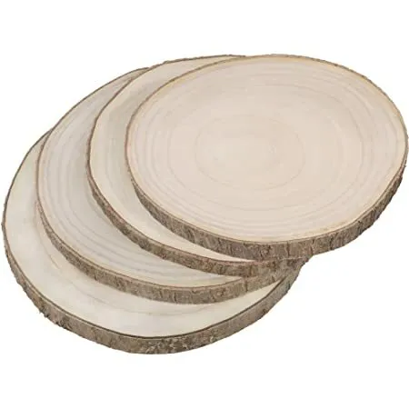 Large Natural Unfinished Wood Slices - Set of 2