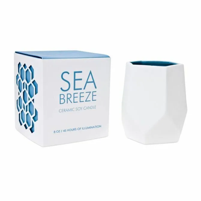 Sea Breeze White Ceramic Candle