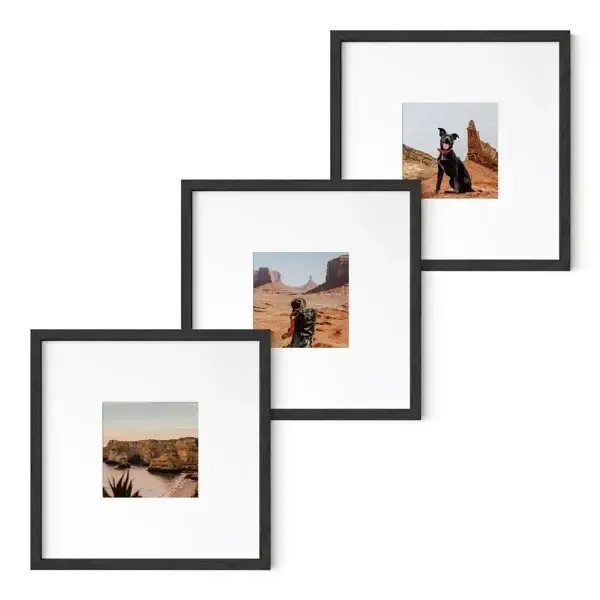 Simple Black Photo Frame 15.25" x 15.25" - Set of 3