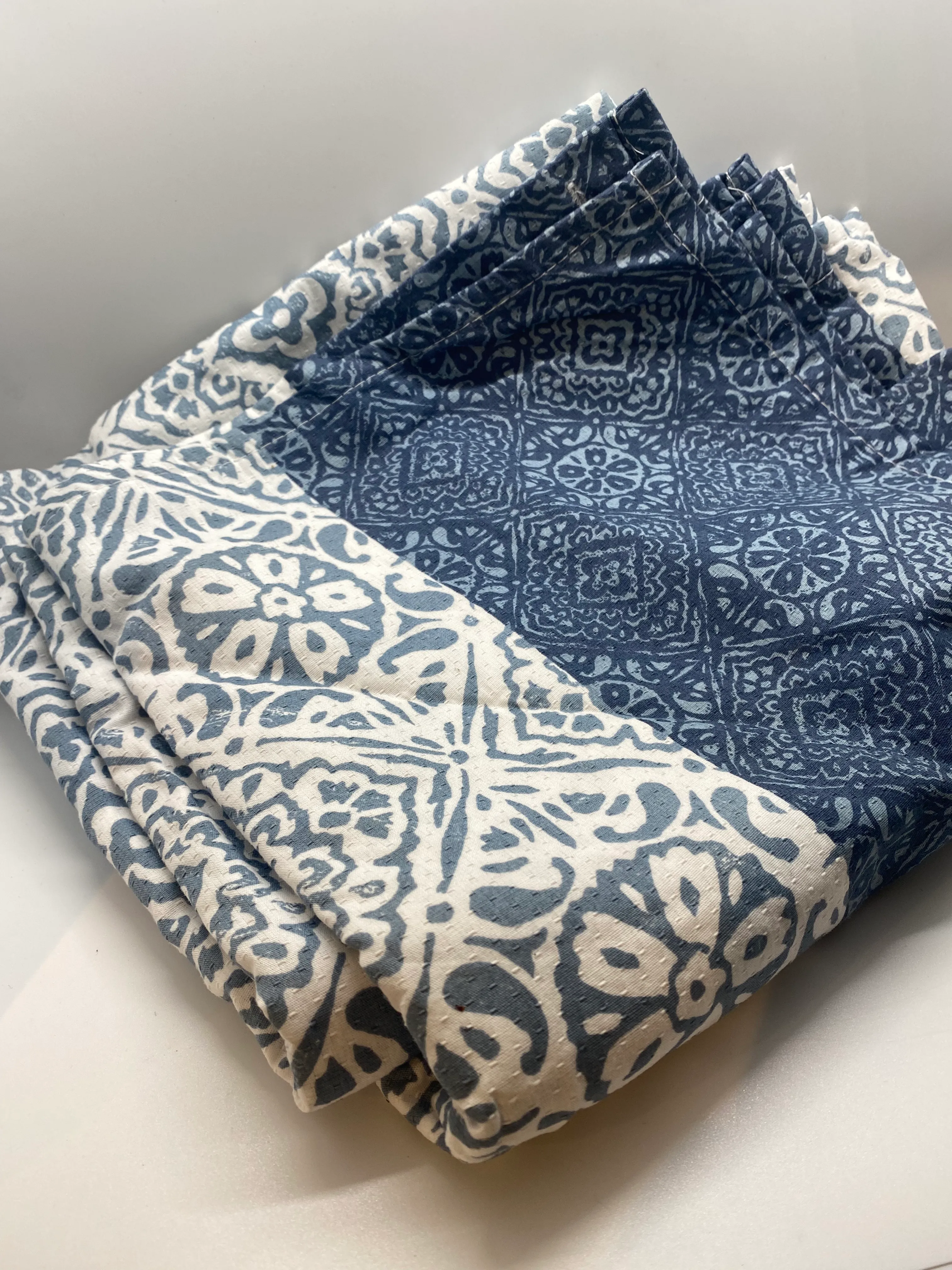 Blue Patterned Curtain