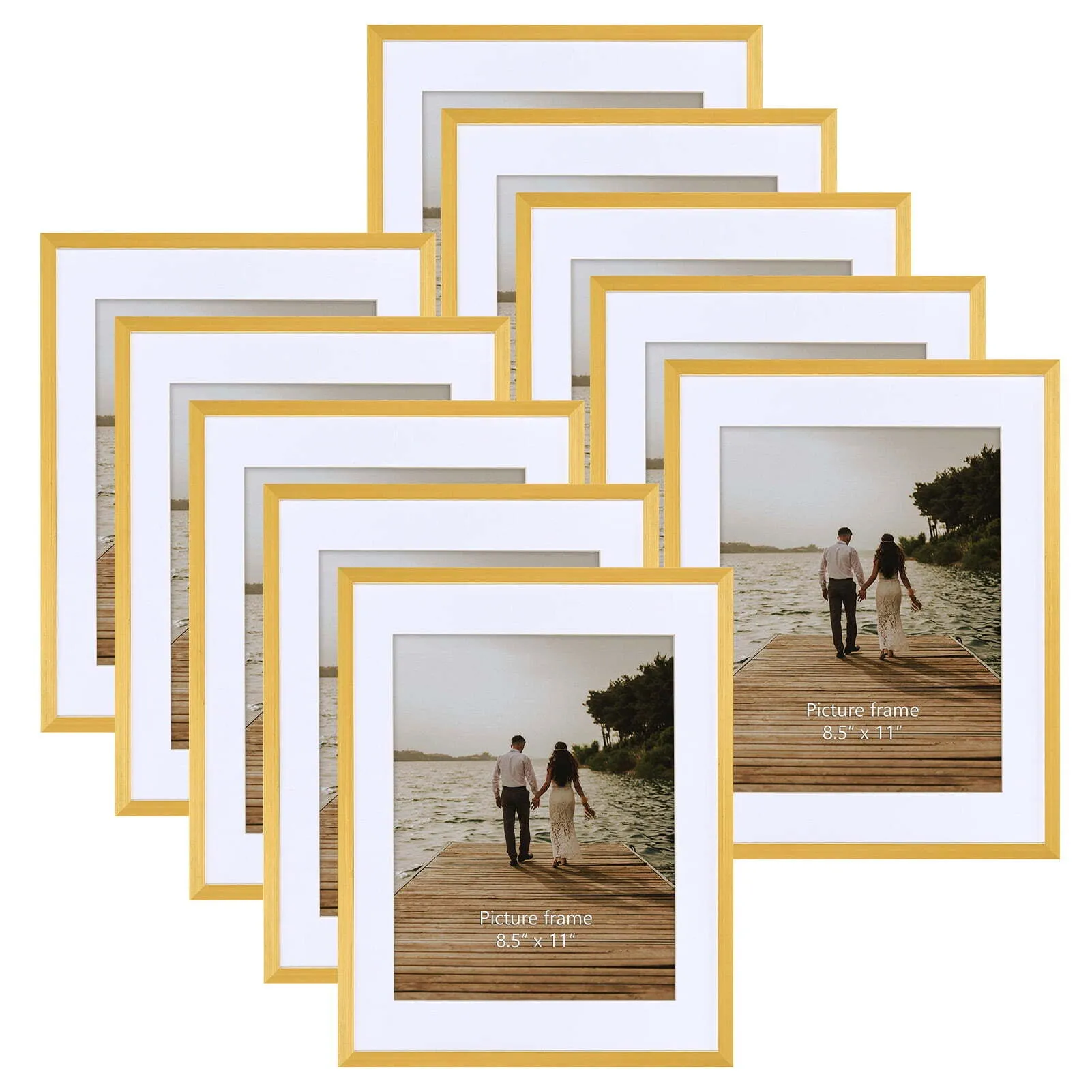 Gold Photo Frame  8.5" x 11" - Set of 8