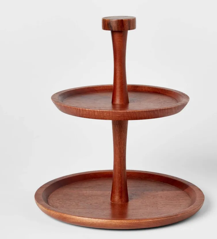 2 Tier Wooden Serving Stand