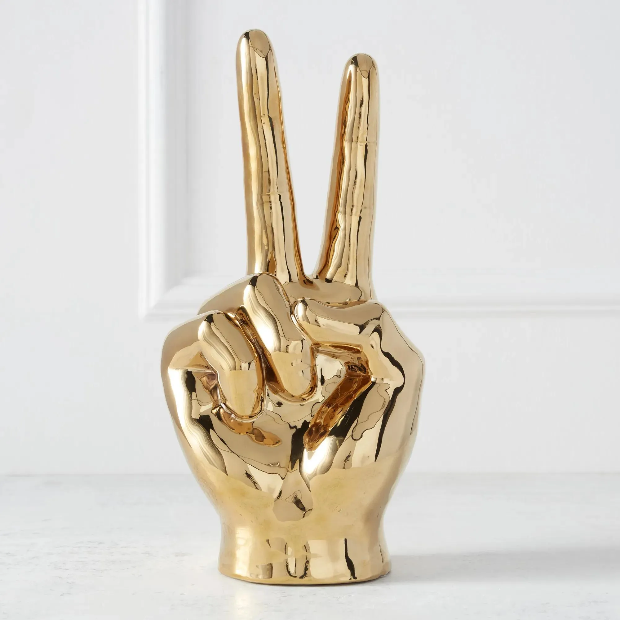 Gold Peace Sign Sculpture