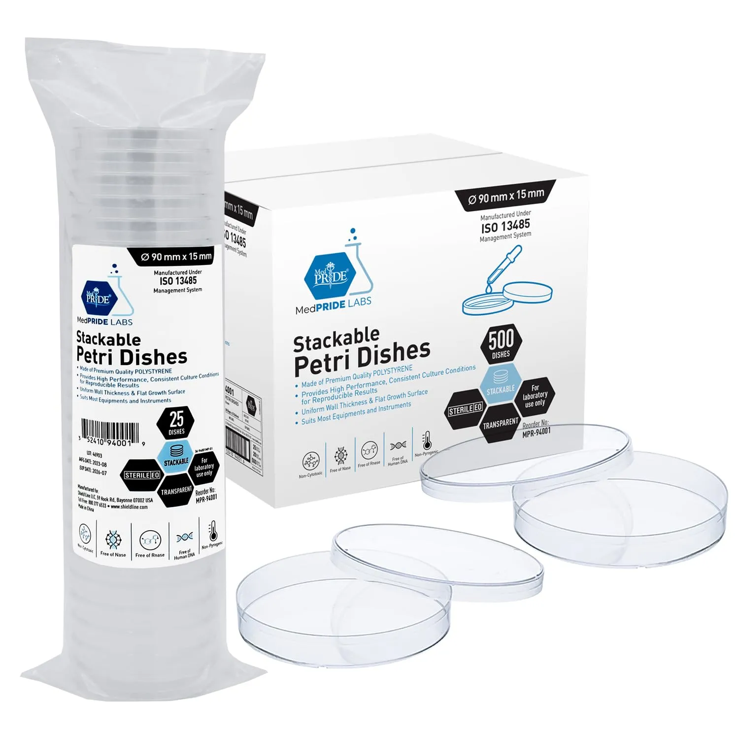 Stackable Petri Dishes with Lids - Set of 25