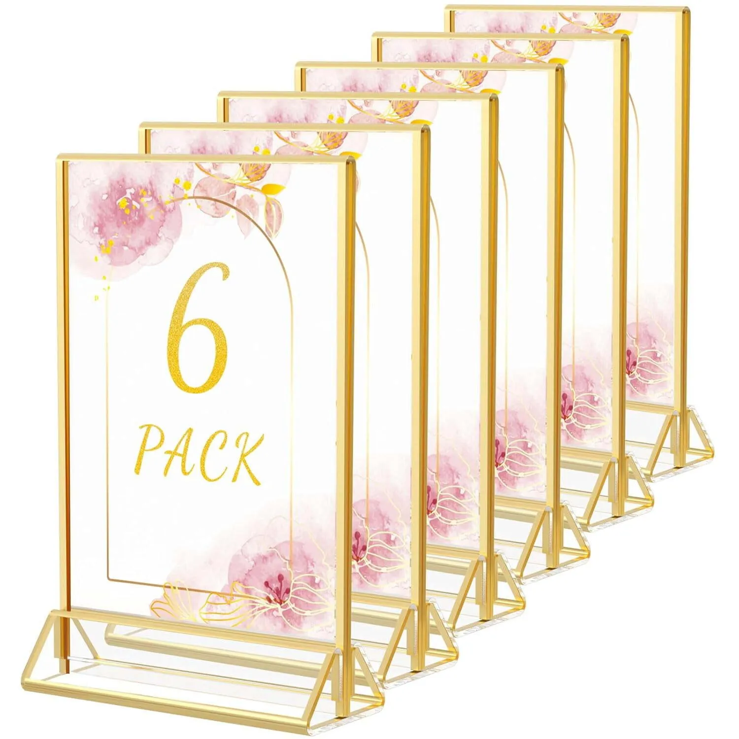 Acrylic Gold Menu Holder 5.25" x 8.25" - Set of 6