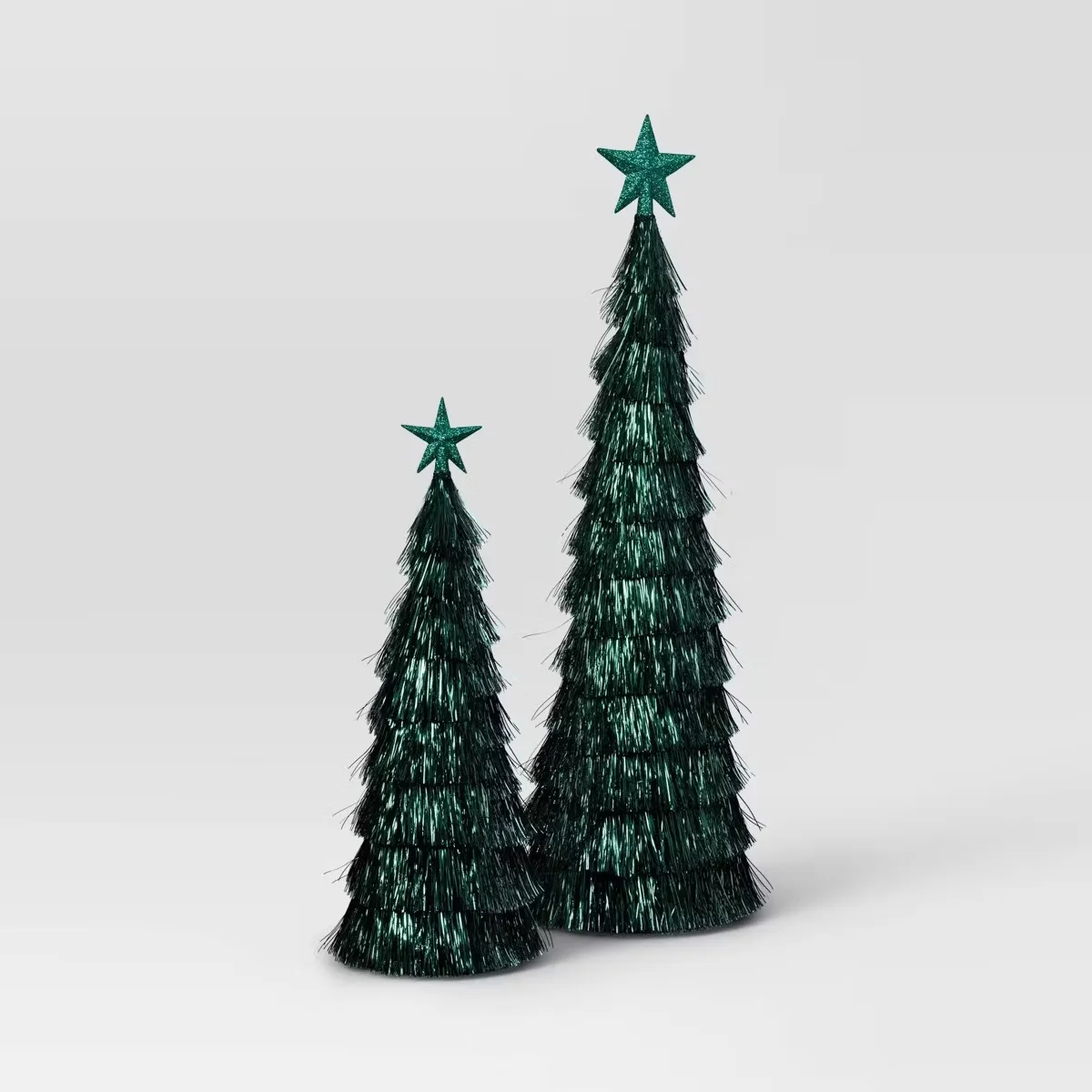 Tinsel Trees Dark Green - 18” and 12”
