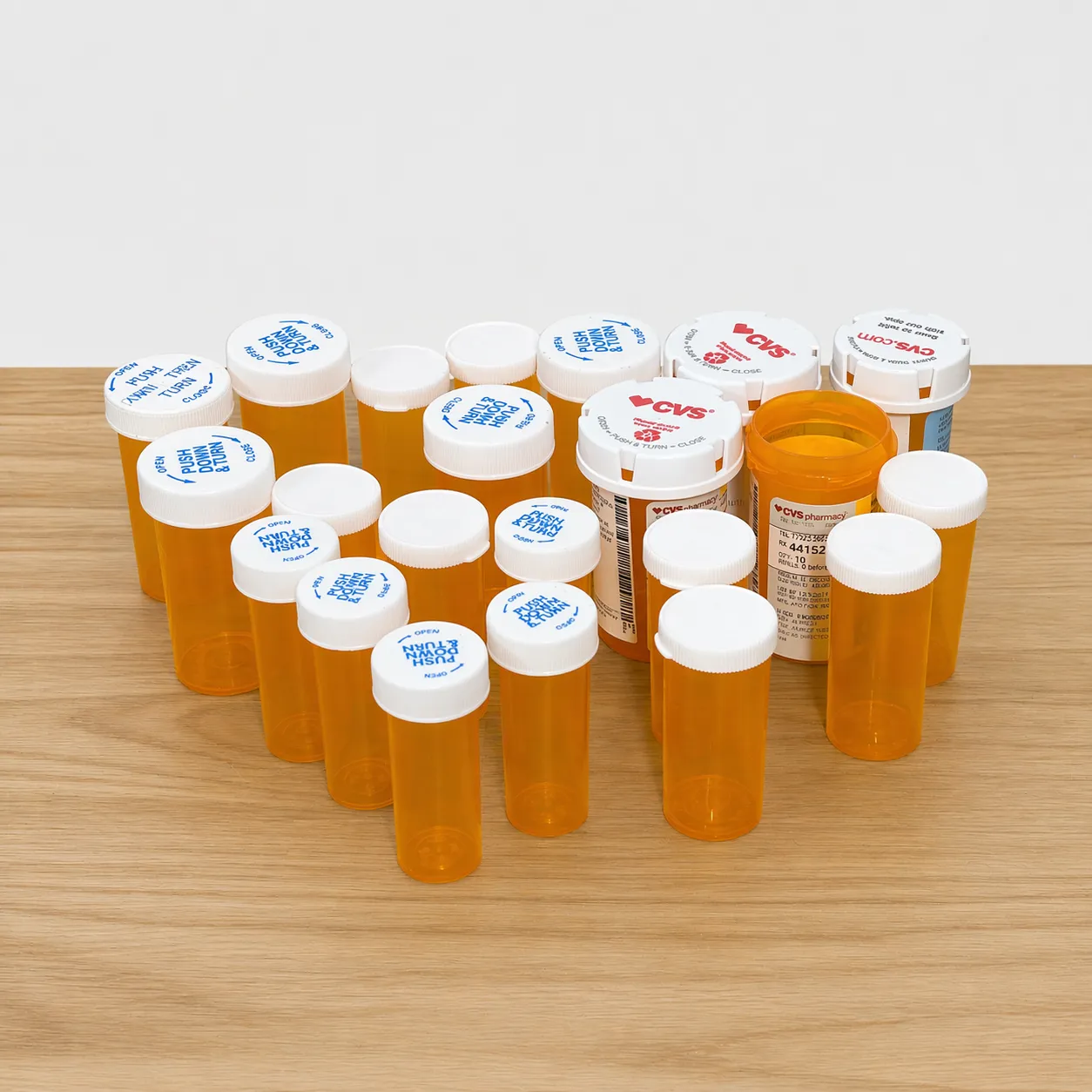 Orange Pill Bottles - Set of 23