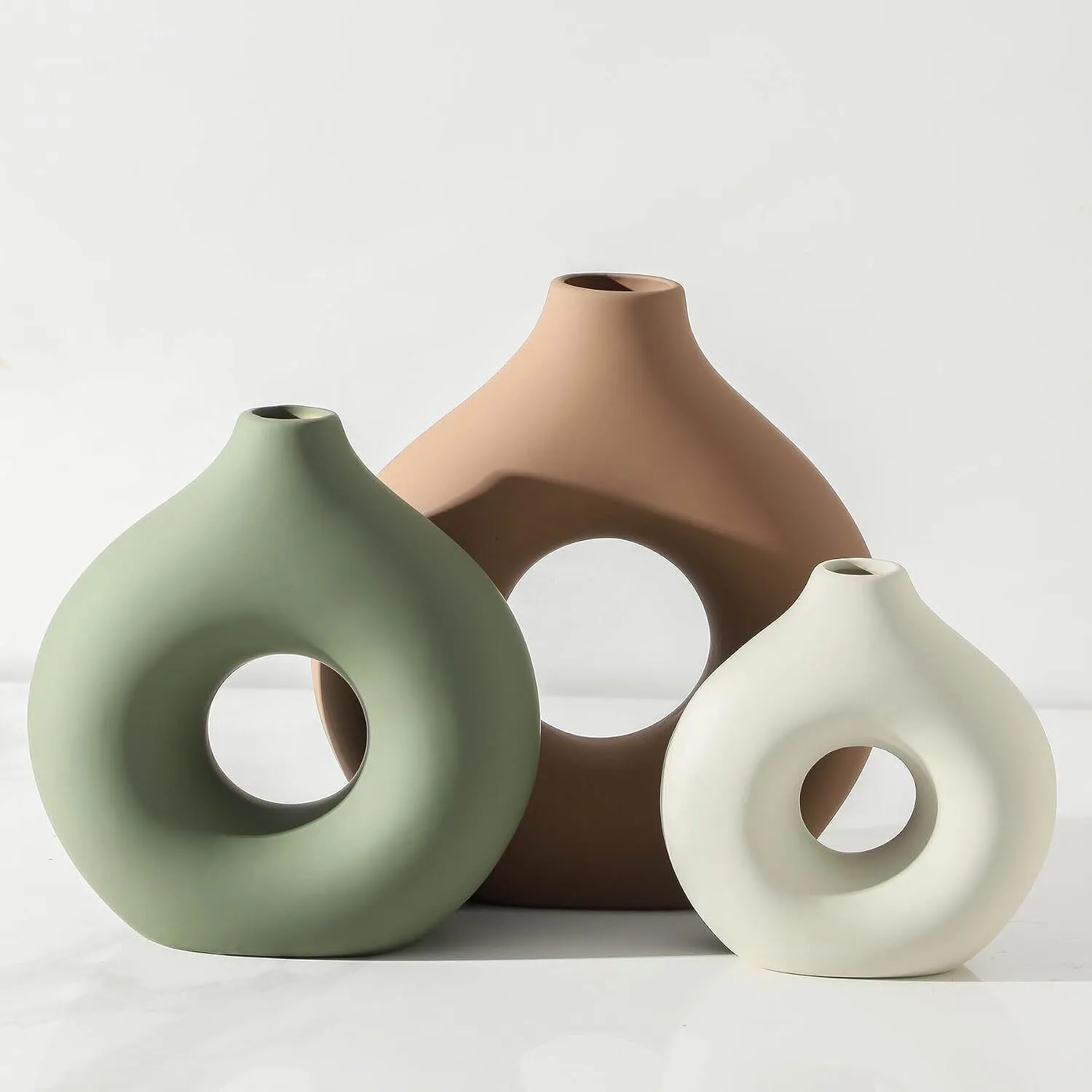 Donut Shaped Ceramic Vases - Set of 3