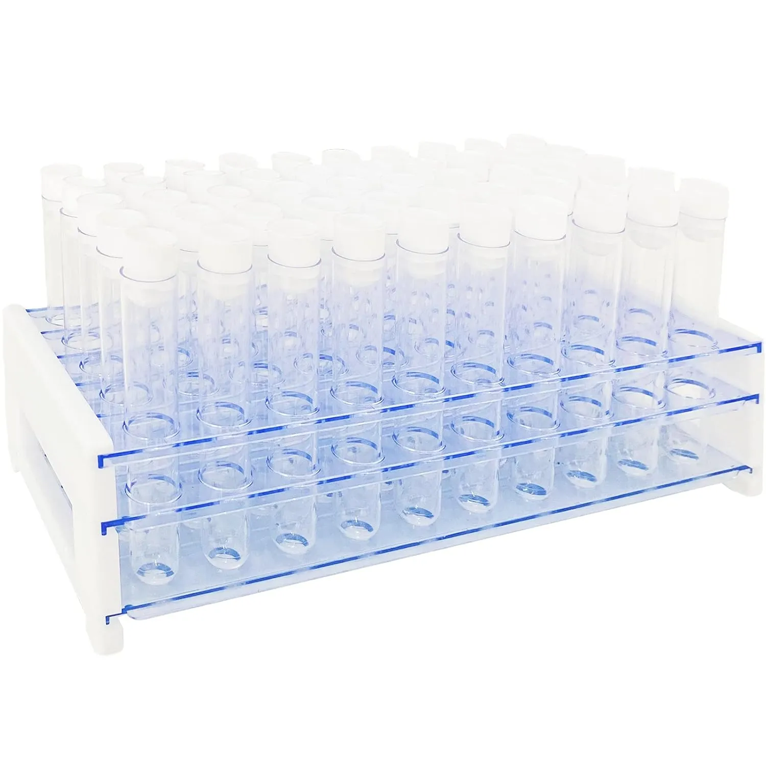 Clear Plastic Test Tubes with Rack - Set of 30