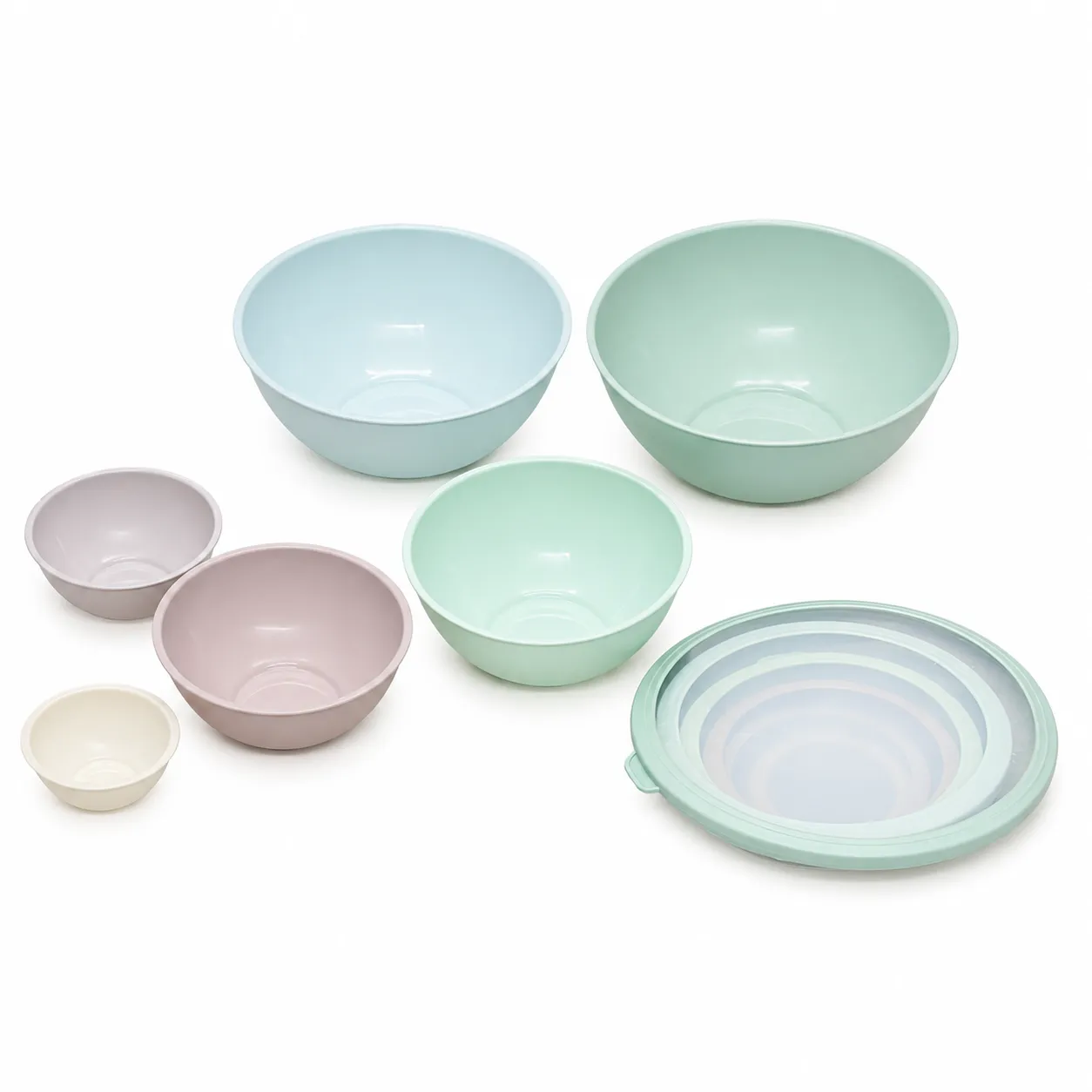 Pastel Plastic Mixing Bowls - Set of 6