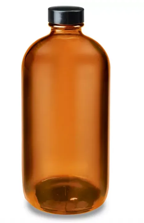 Amber Bottle With Cap - 16 oz