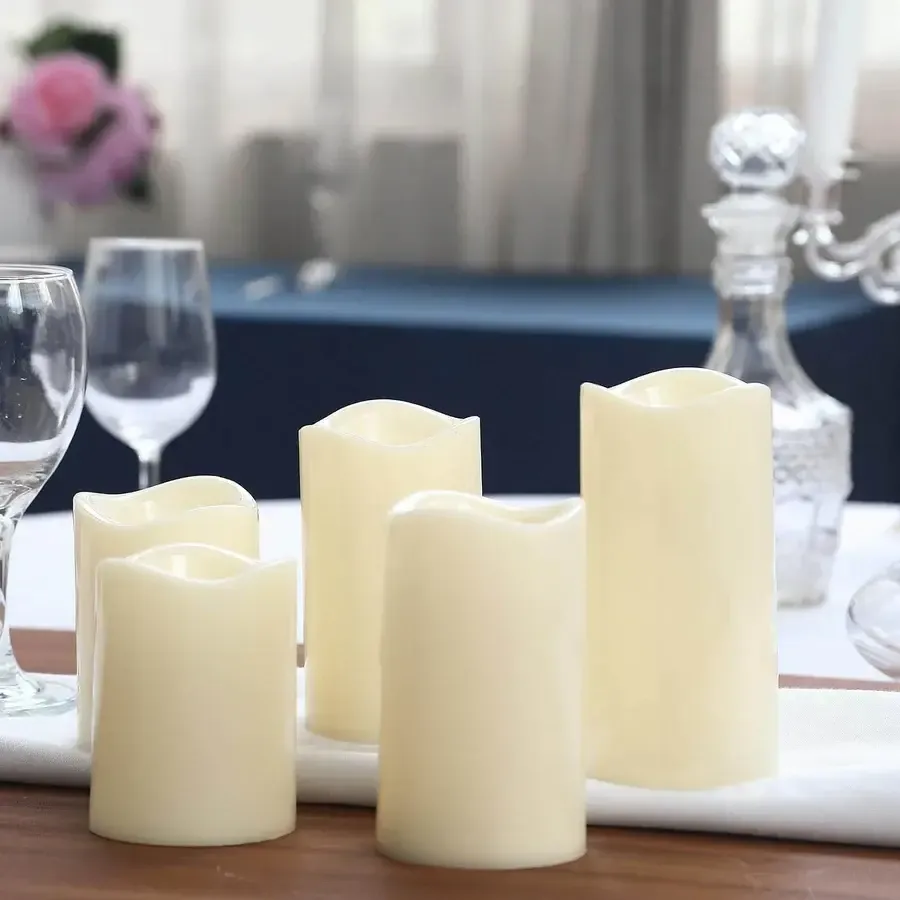 LED Flickering Pillar Candles - Set of 5