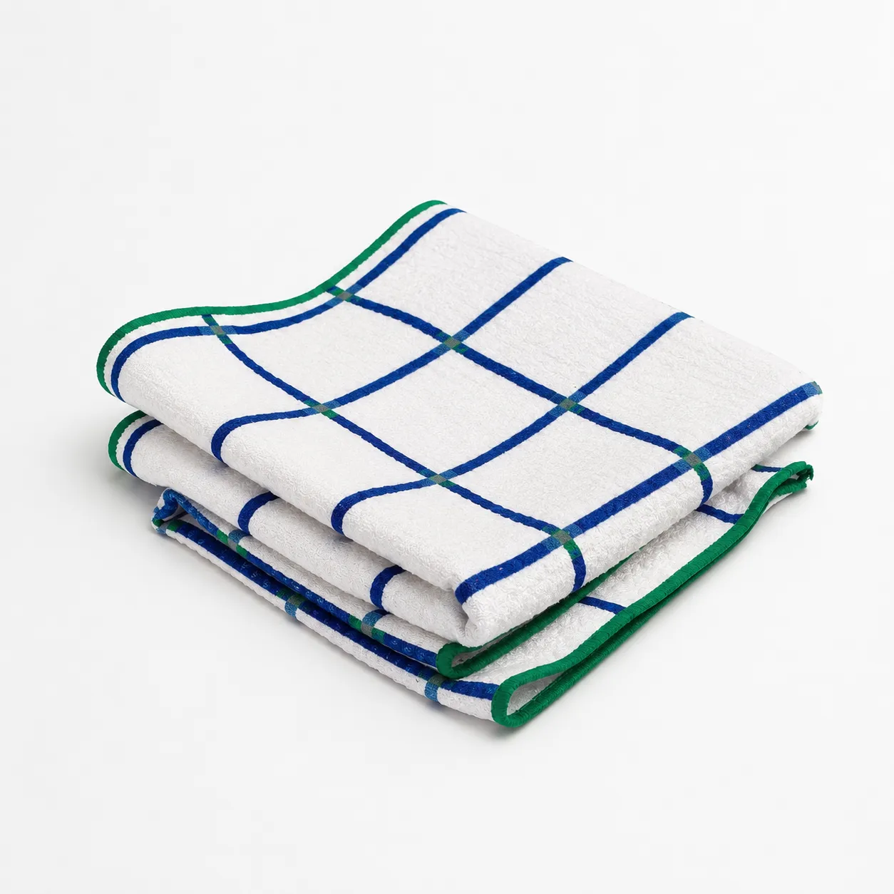 Green and Blue Striped Dish Towels - Set of 2