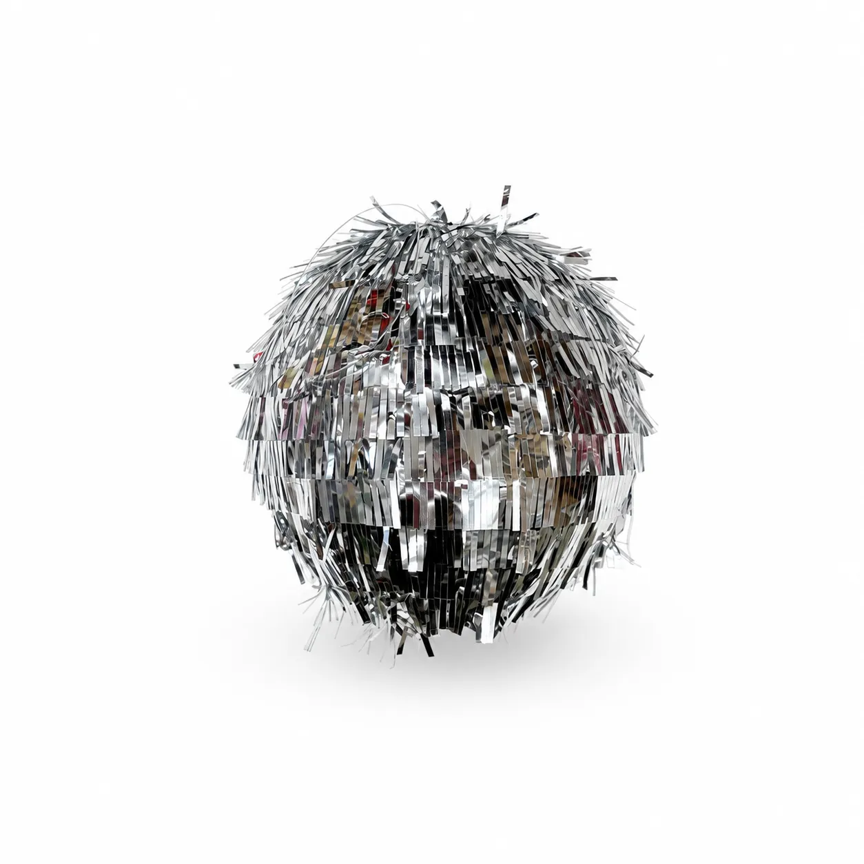 Silver Tinsel Christmas Ornament - Set of 9