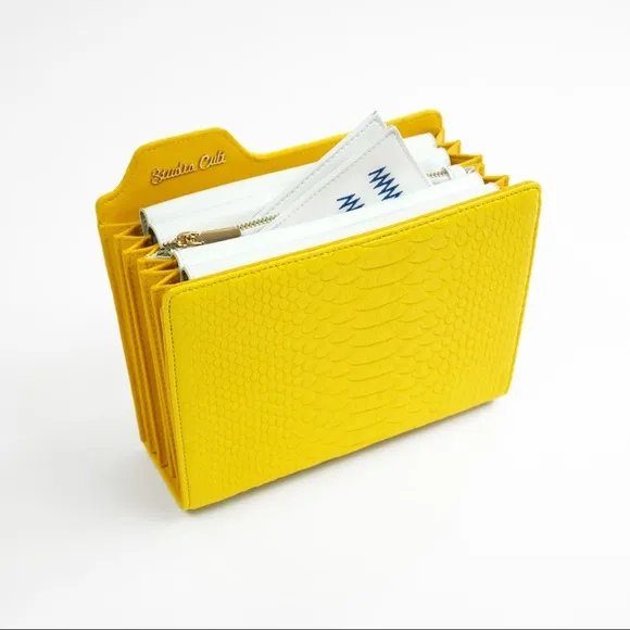 Yellow Crossbody Folder Icon Purse 