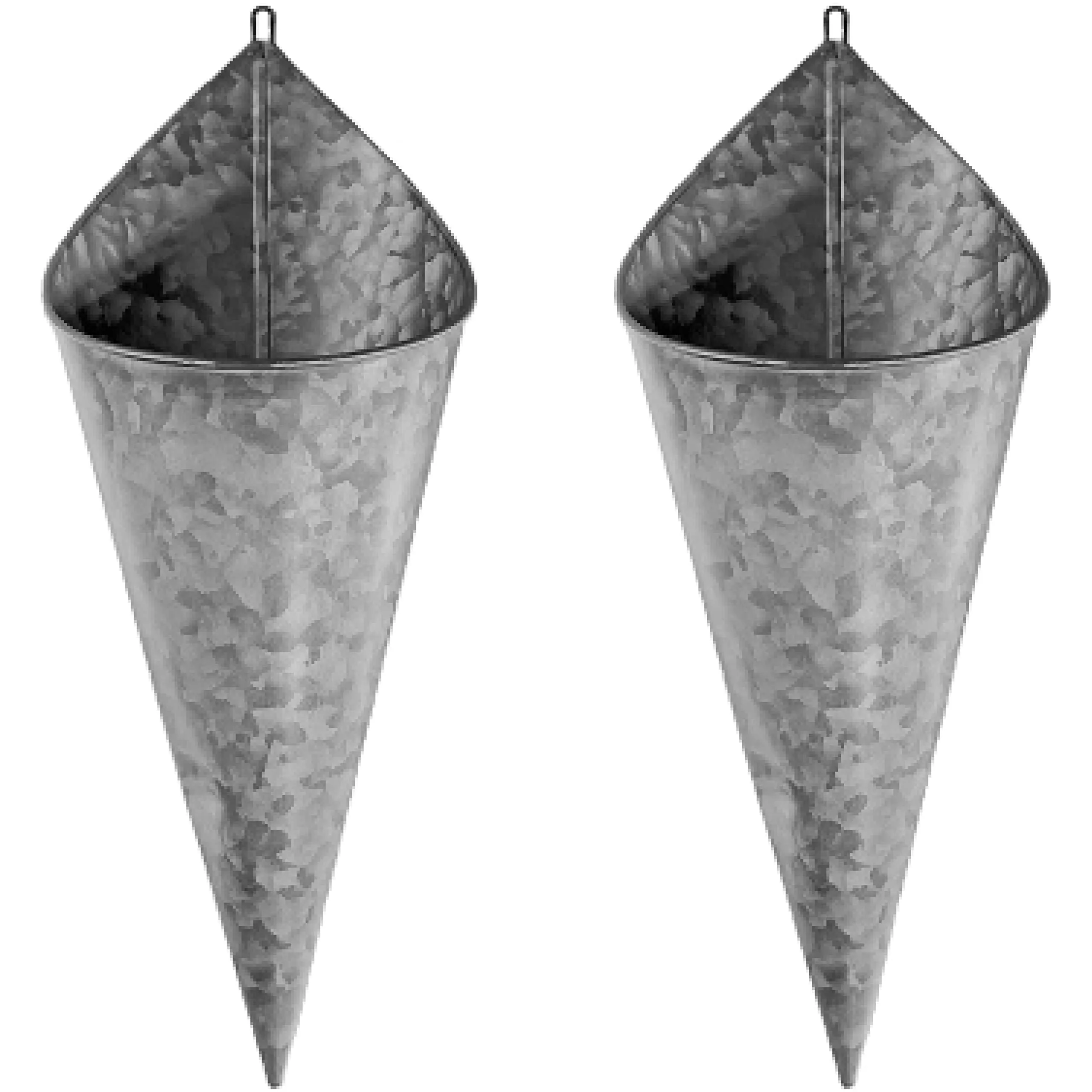 Galvanized Metal Cone Planters - Set of 15