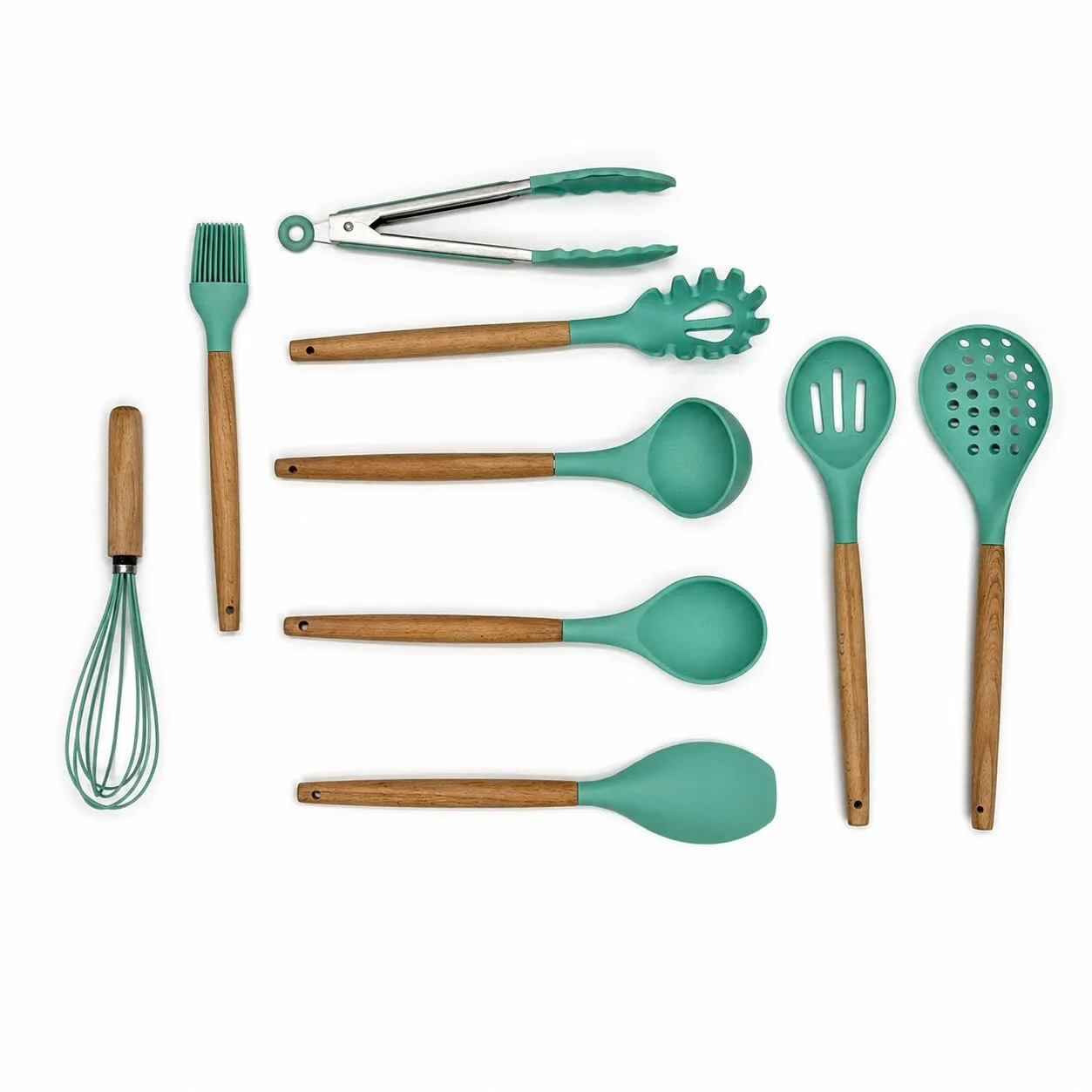 Wood and Silicone Baking Utensils - Set of 9