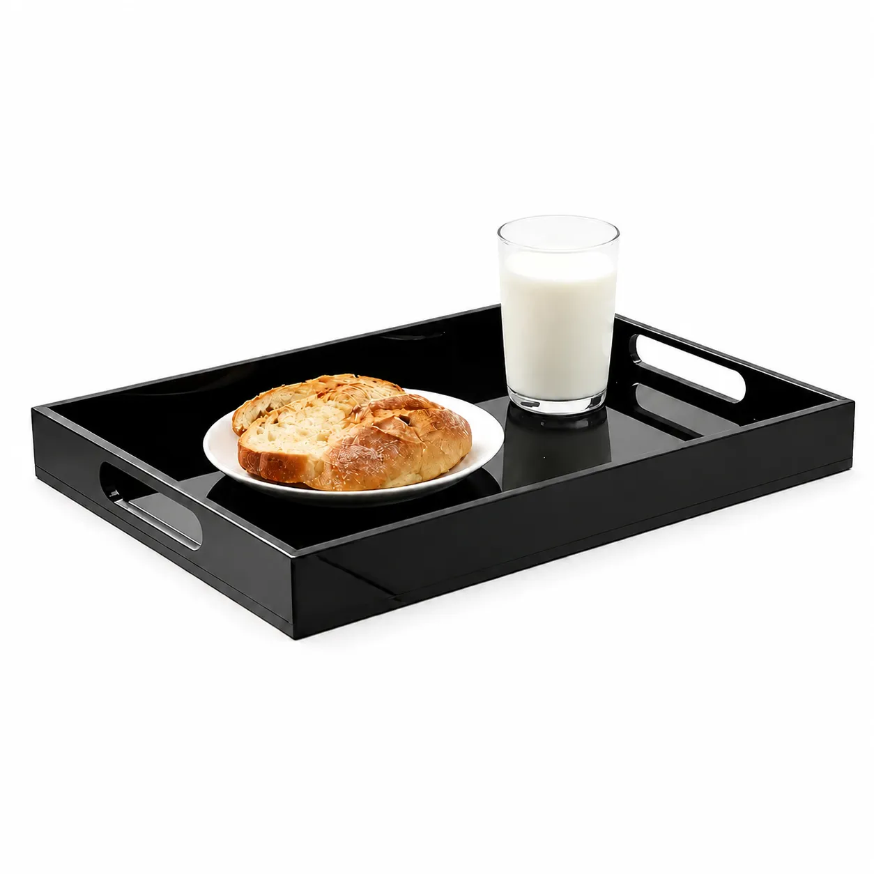 Black Acrylic Serving Tray with Handles 16"