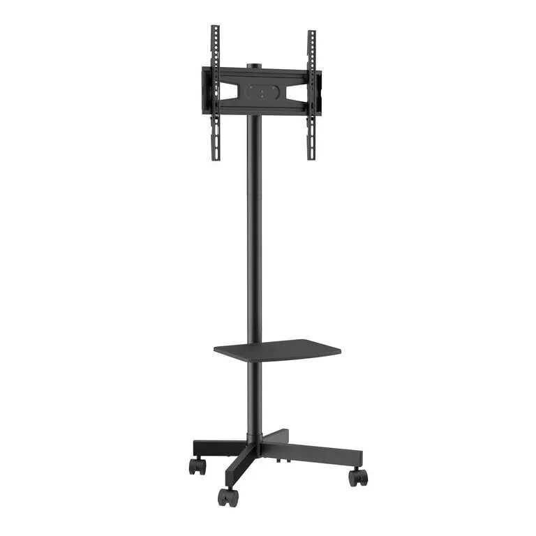 Adjustable Rolling Television Stand With Shelf