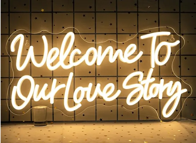 LED-Schriftzug "Welcome to our Love Story"