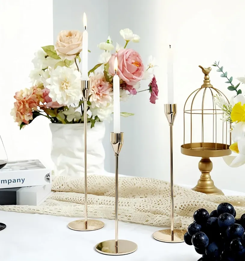 Tafelkerzenhalten 3er Set versch. Farben, inkl. Reinigung