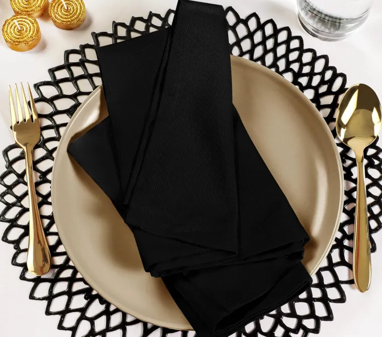 Stoffserviette Baumwolle Schwarz, inkl. Reinigung