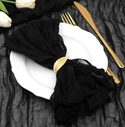 Stoffserviette Musselin Schwarz inkl. Reinigung 