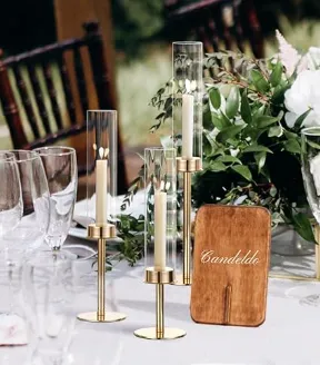 Tafelkerzenständer 3er Set mit Glasaufsatz, inkl. Reinigung, versch. Farben