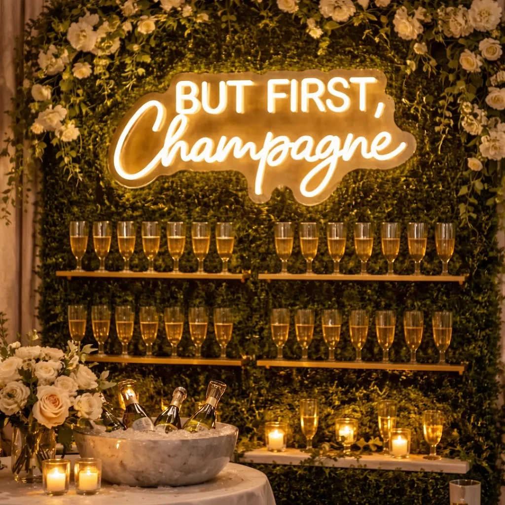 LED-Neonschild "But first Champagne"