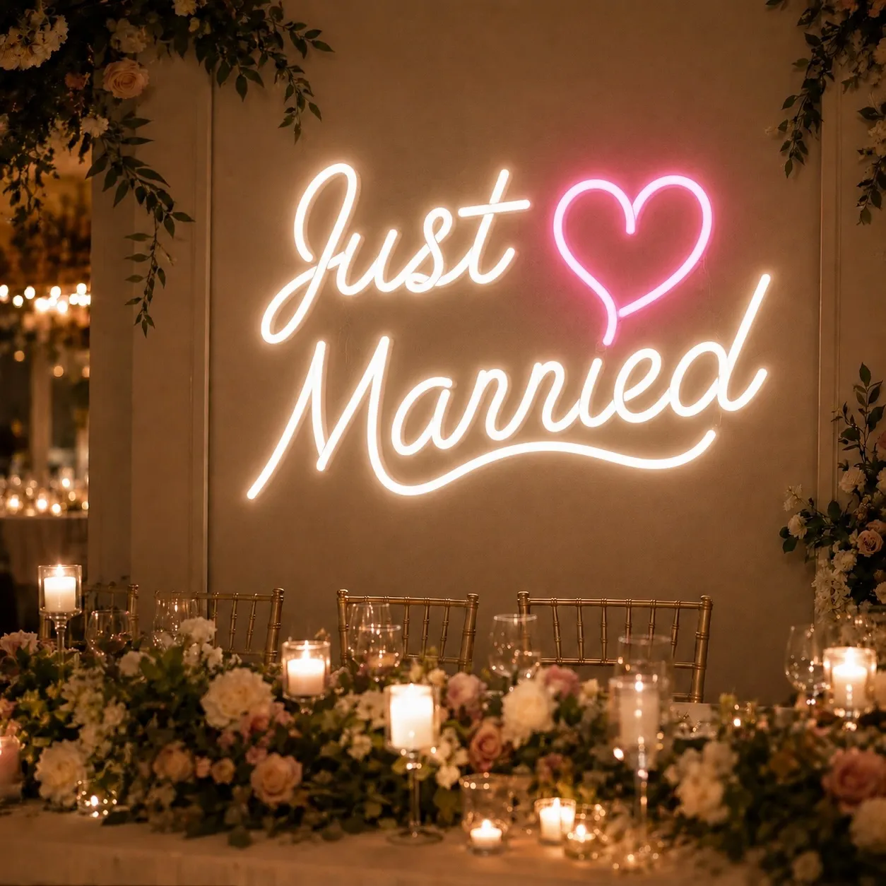 LED-Neonschild "Just Married"
