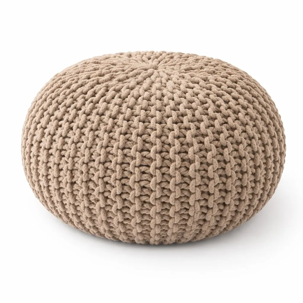 Pouf / Bodenkissen "Boho" Ø 45 cm "Beige"