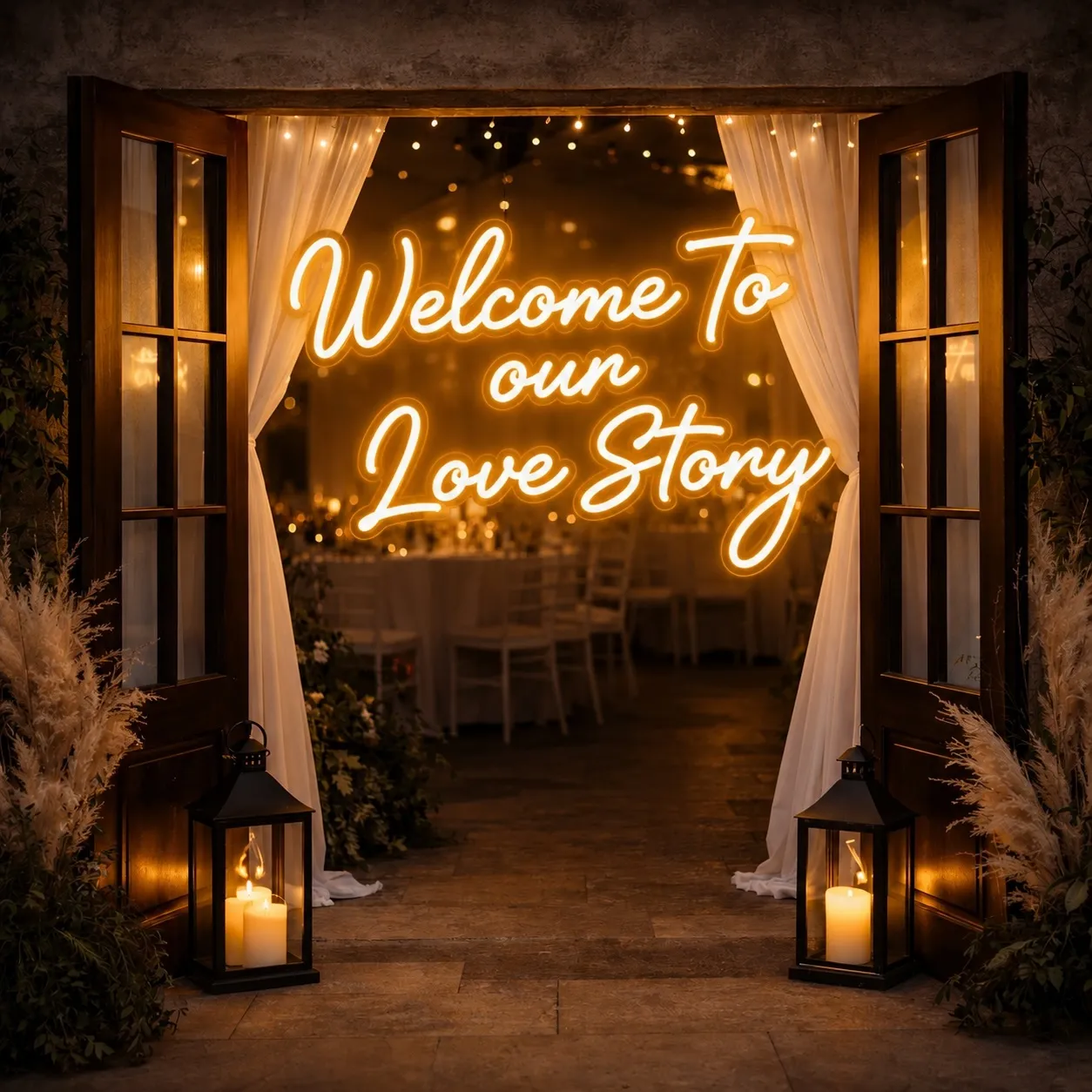 LED-Neonschild "Welcome to our Love Story"